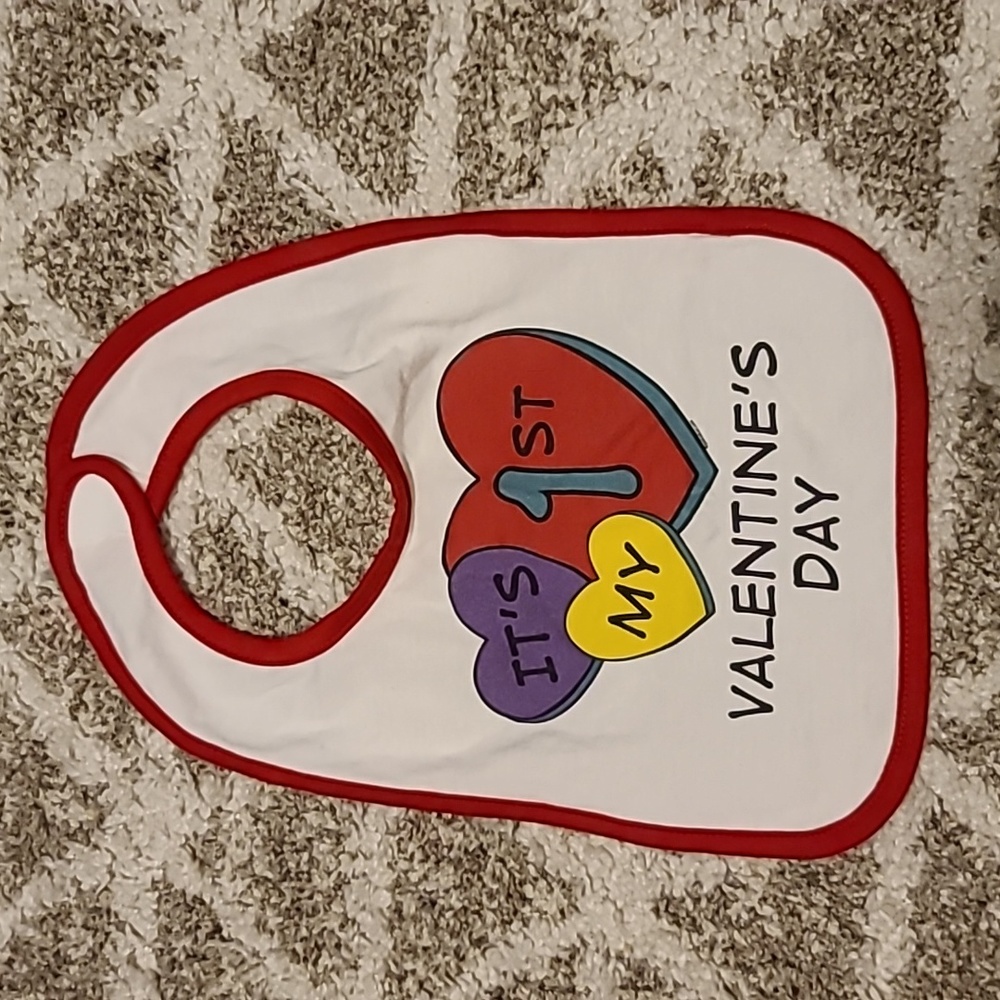 10 for $16 - Rabbit Skins "It's My 1st Valentine's   Day" Bib